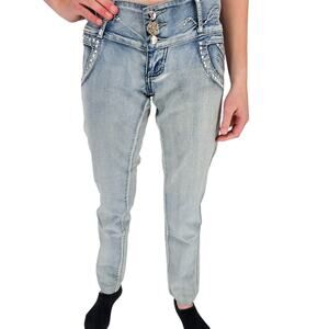 Vintage Y2K Dolce Donna Womens Sz 6 Light Wash Skinny Blue Jeans High Rise